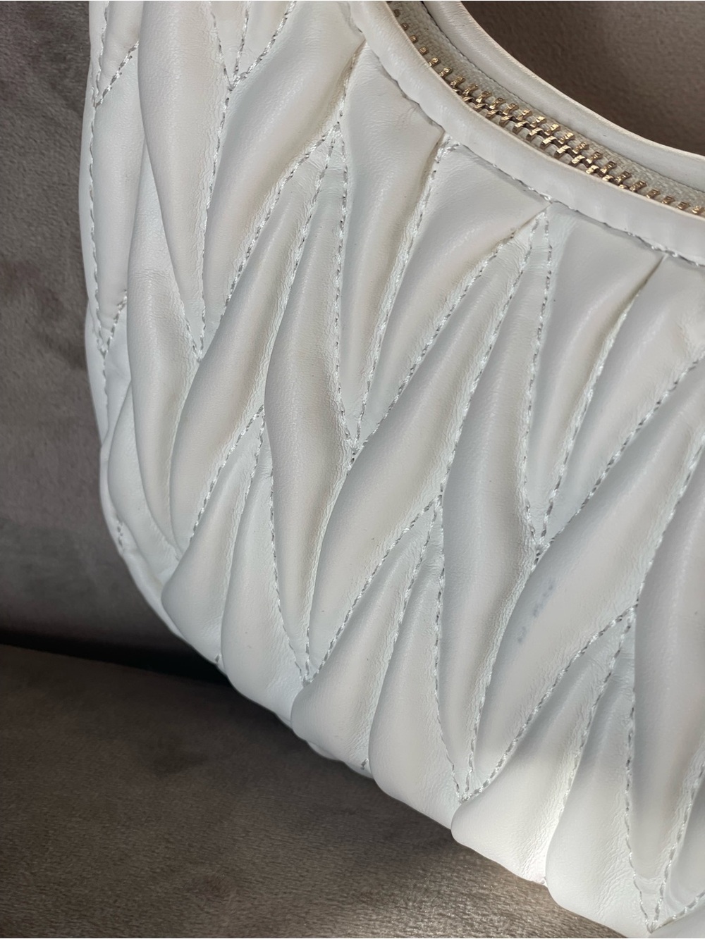 Mini Wander Dumpling Matelassé Nappa Hobo Bag in White - Picture 9 of 16